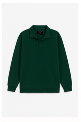 Oversized Knitted Full Polo - Forest